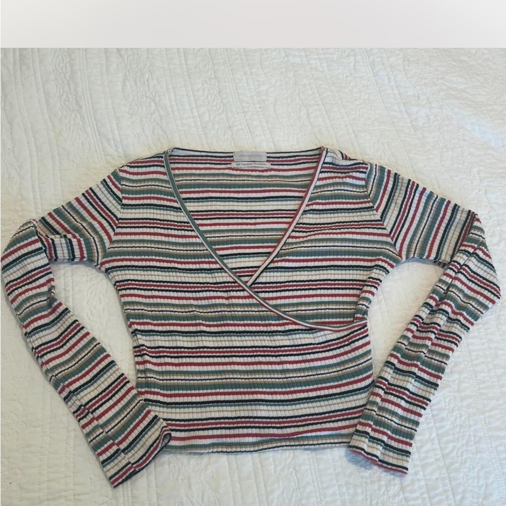 Urban Outfitters Multicolor Striped Wrap Top Size Med